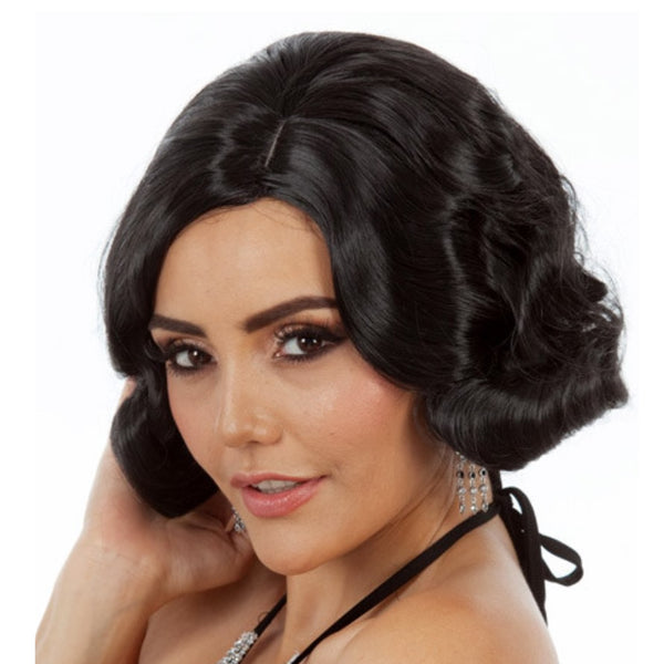 Classic Finger Wave Black Wig