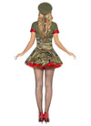 Back of short camouflage army dress with shrug and hat