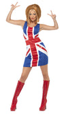 Short blue and red Ginger Power union jack dress