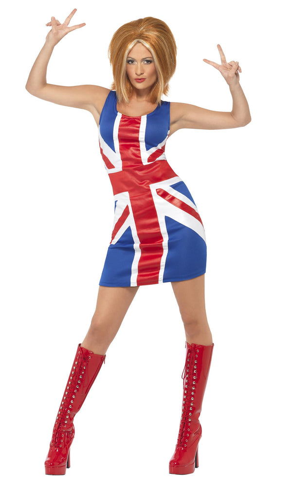 Short blue and red Ginger Power union jack dress