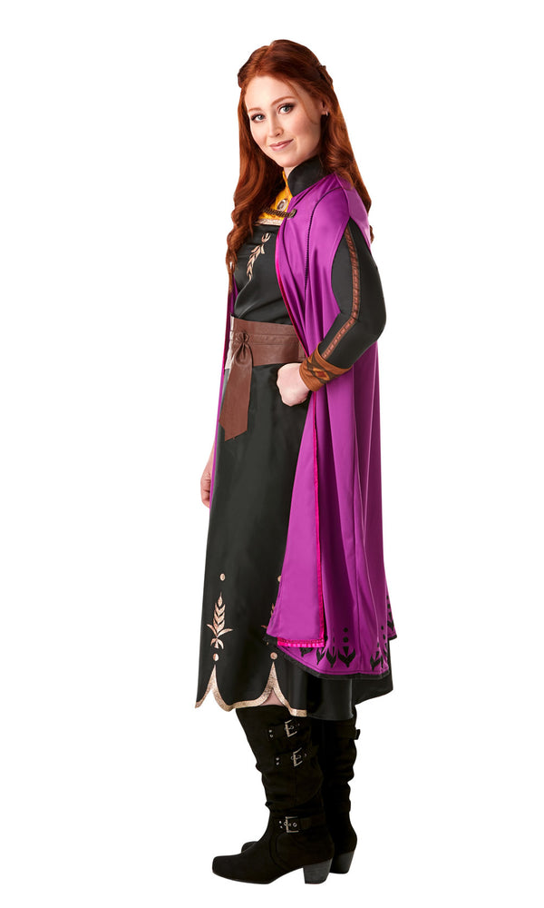 Side of Anna Frozen 2 dress with purple detachable cape