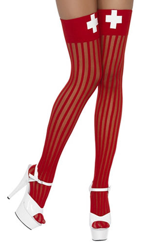 Buy Hold Up Stockings with Nurse Cross Red