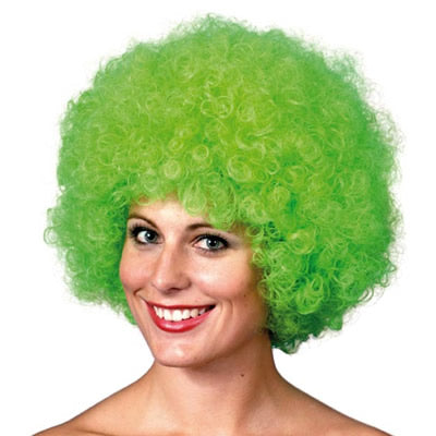Green clown afro wig