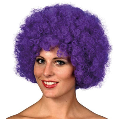 Unisex purple afro or clown wig