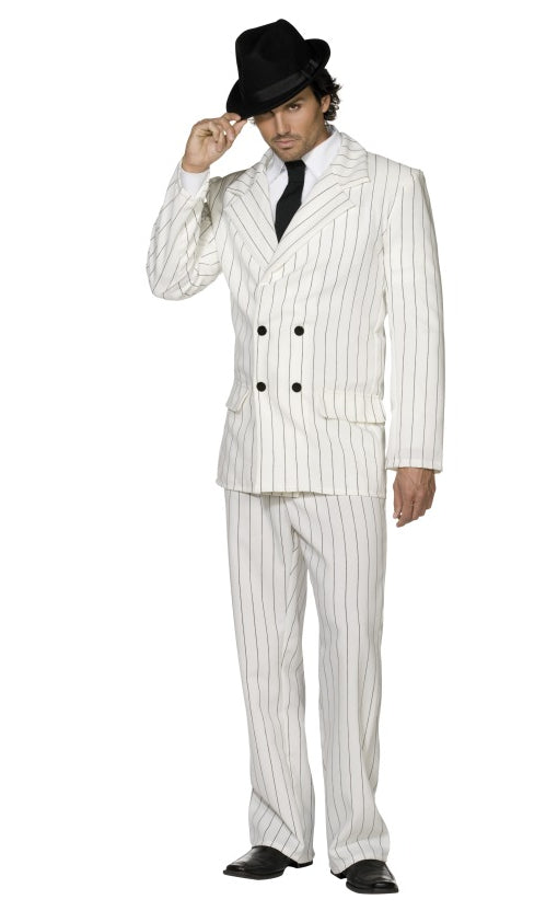 White pin stripe gangster zoot suit with tie