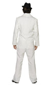 Back of white pin stripe gangster costume with black tie