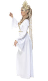 Side of white angel  costume with dress, large wings and crown