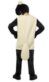 Back of black and white Shaun the Sheep costume with full head piece