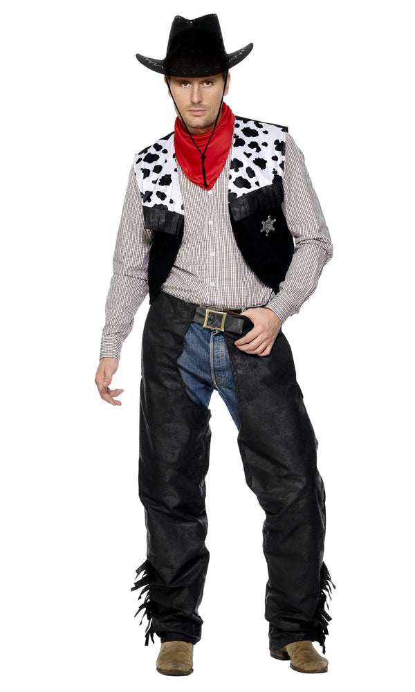Pantalon Cowboy Western En Similicuir Pour Homme - Chaps Évidées Avec Glands - Déguisement Western, Moto, Halloween, Carnaval - Tailles S à 4XL - 2