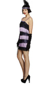 Side of striped purple tassel flapper dress with headband