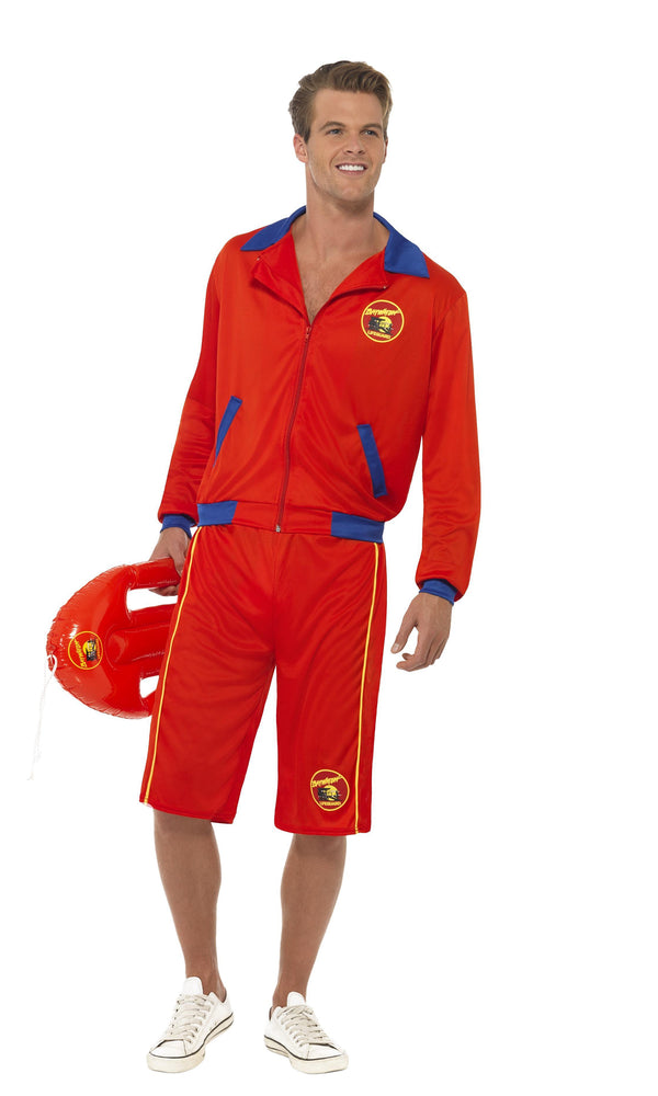 Men's red Baywatch long shorts and jacket with logos