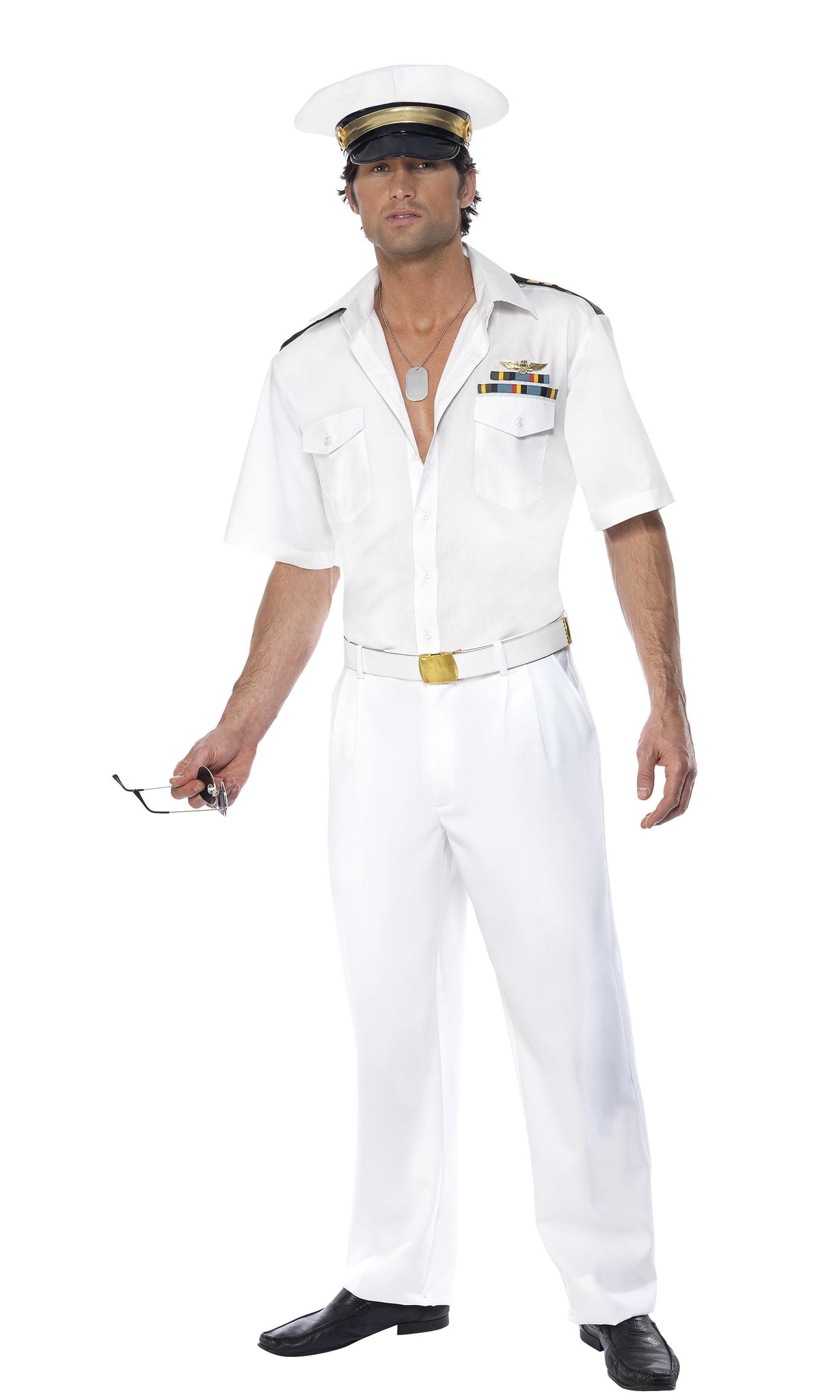 White Top Gun captain costume with hat