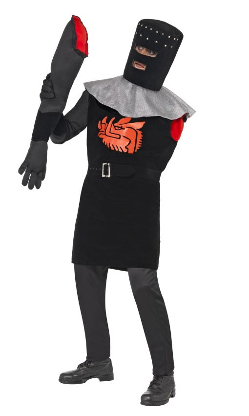 Black Knight Monty Python costume with detachable arm and helmet