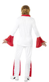 Back of white and red men's flared Abba top and pants