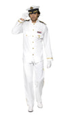 Alternate view of white Navy Captain costume with jacket, pants and hat