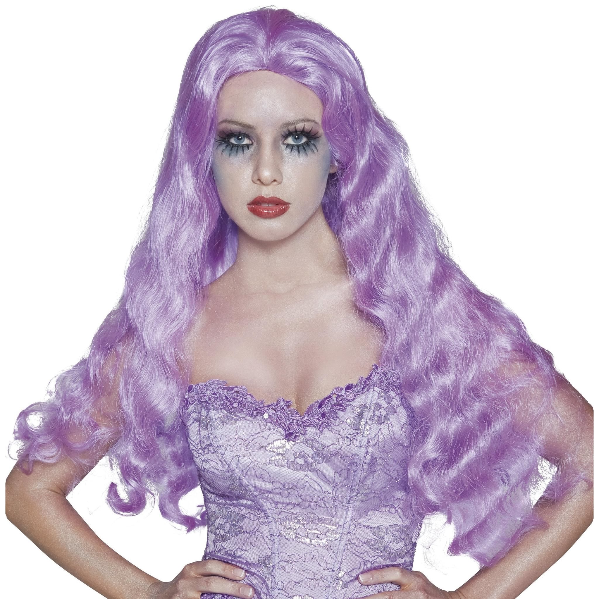 Long wavy gothic purple wig