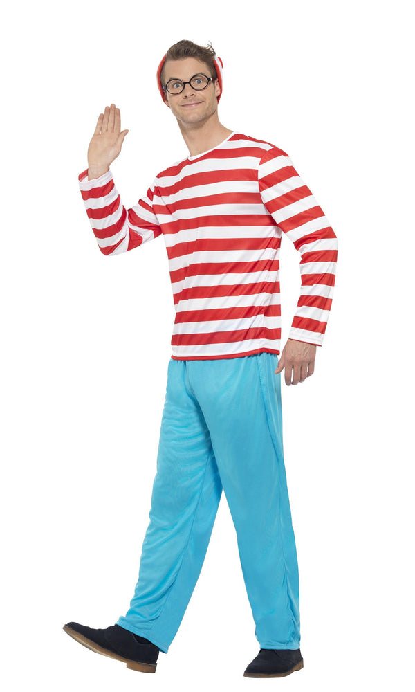 Where's Wally costume top, pants, hat and glasses