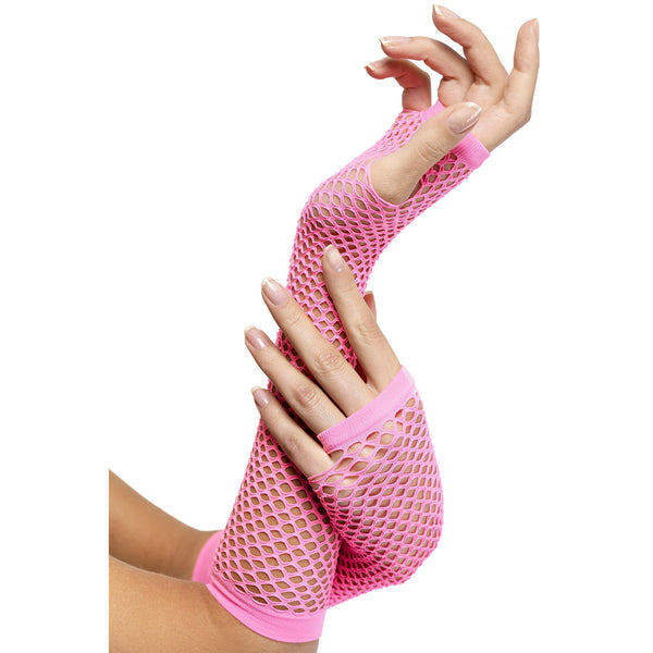 Pink fishnet gloves