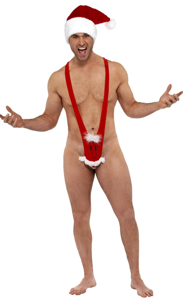 Red and white Santa face Christmas Mankini