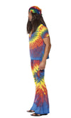 Side of tie dyed 60s top and pants with matching hat
