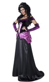 Long purple and black Countess dress with gloves and tiara