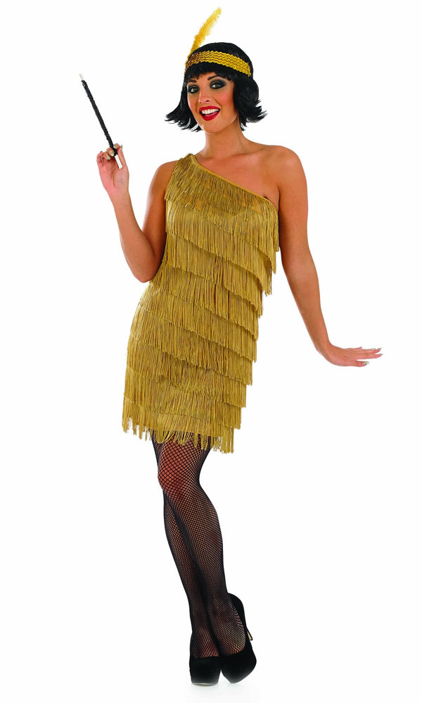 Gold tassel short flapper dress with headband 