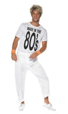 White t-shirt with Made in the 80s text, and pants