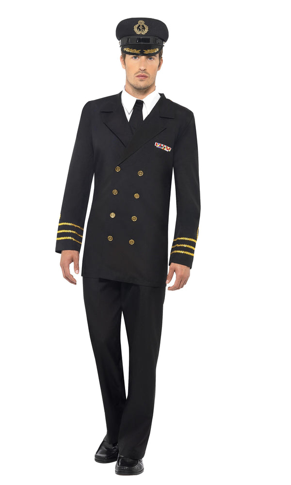 Black Navy Officer costume with matching hat