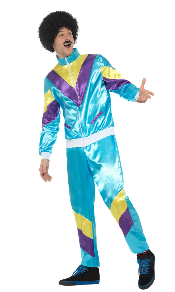 Mens blue shell suit costume side