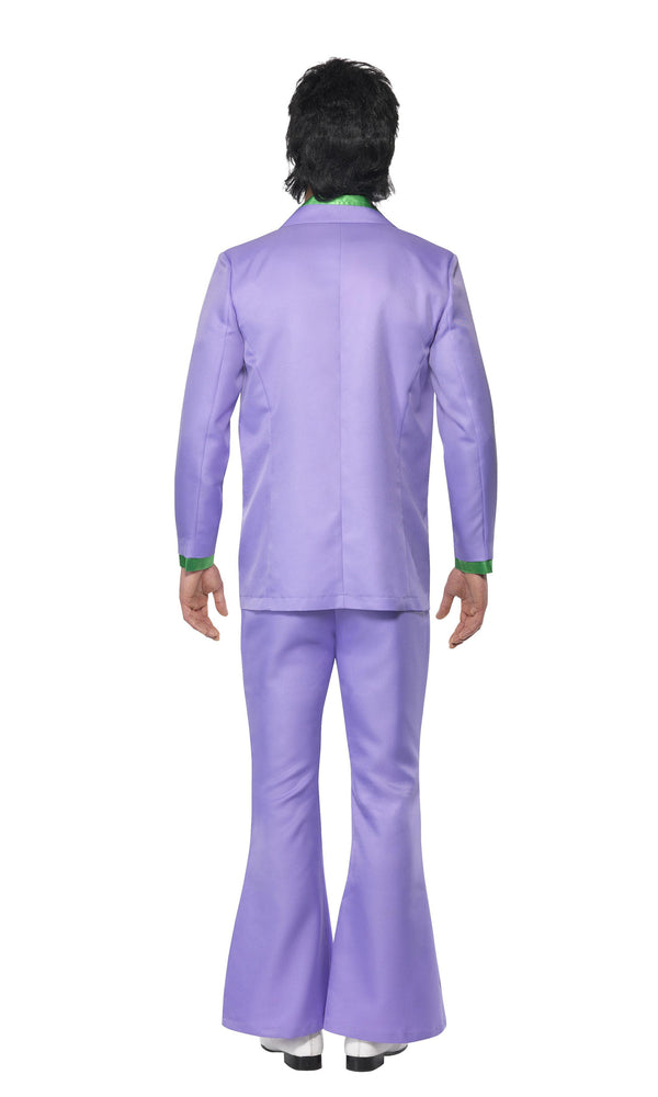 Back of men's lavender 1970s suit with green trim