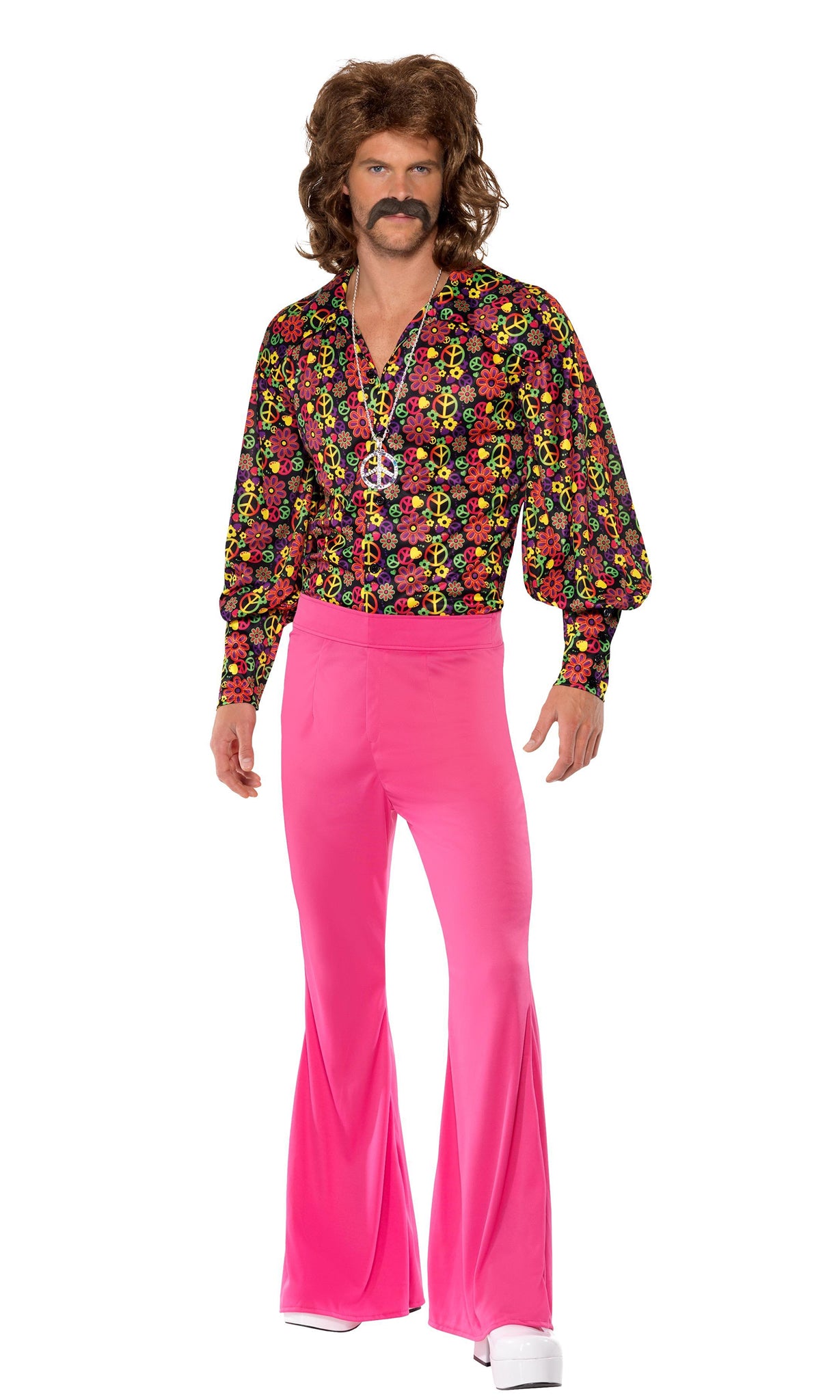 60s hippie shirt and pink flared pants alternate view