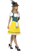 Side of lace trim yellow, green and white Oktoberfest dress with attached apron