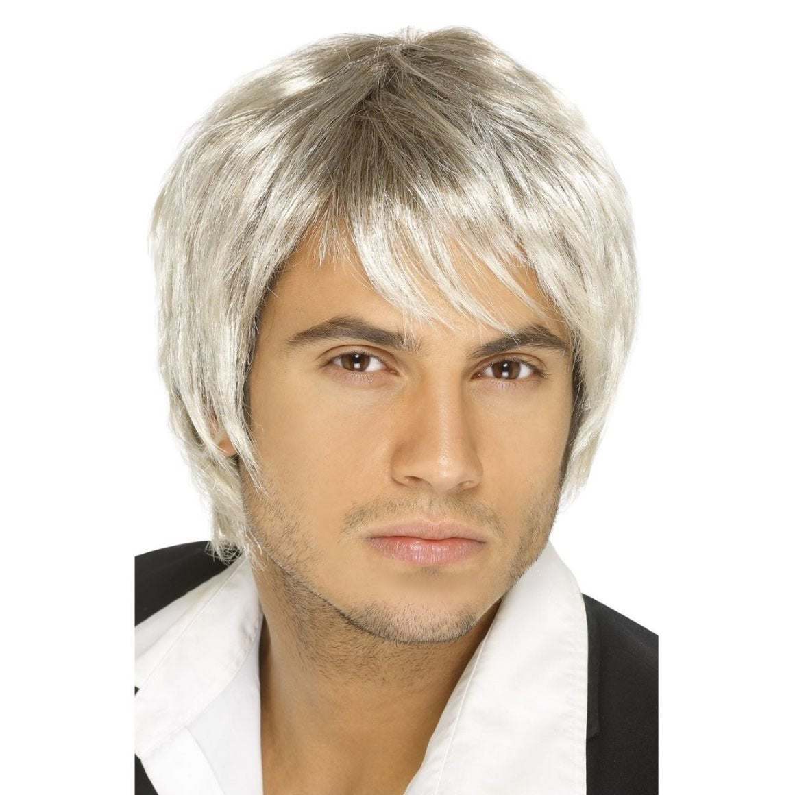 Blonde and brown boy band style wig