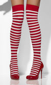 Red & white striped thigh high stockings