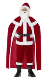 Deluxe Santa costume with cape, hat, belt, gloves, beard and boot tops
