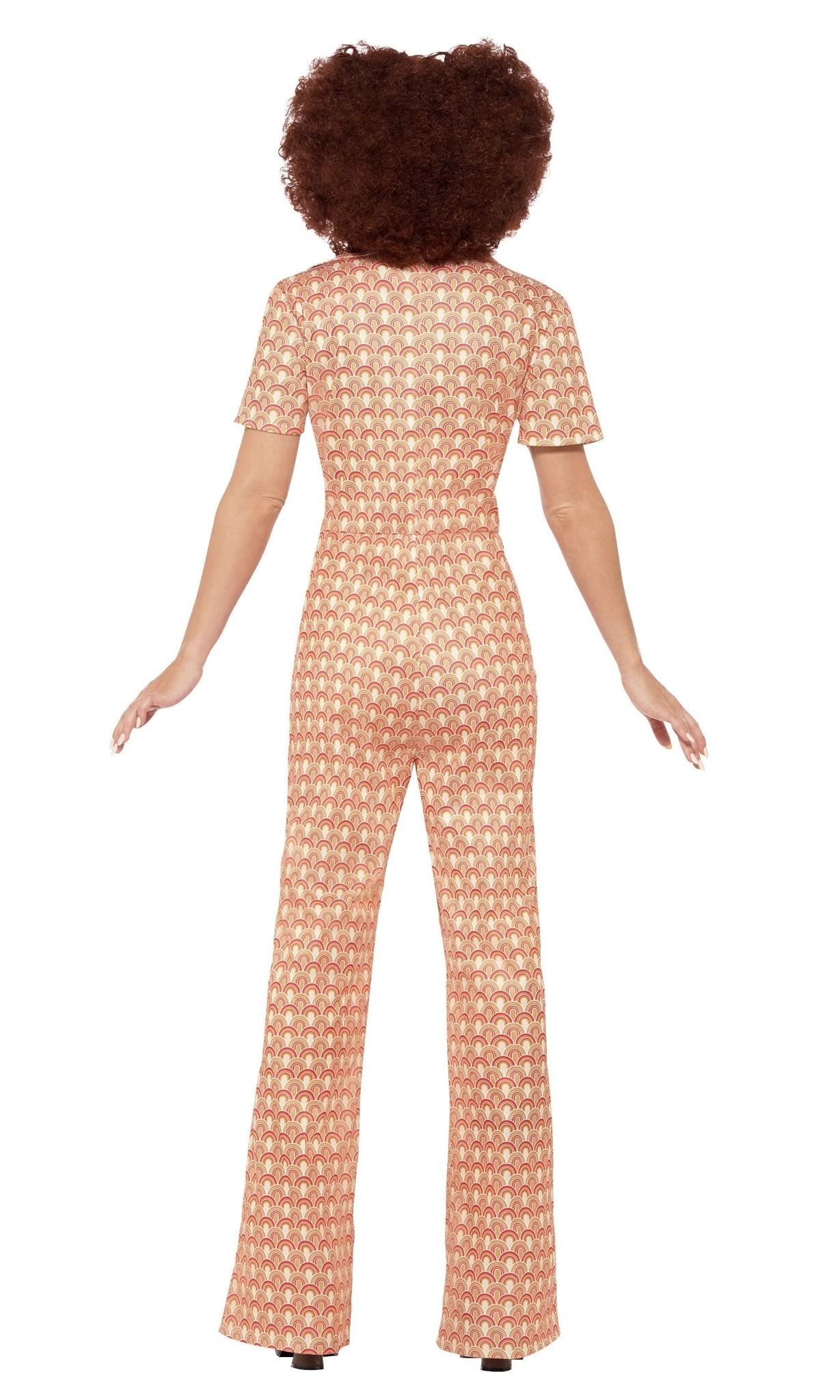 Back of orange 70s jumpsuit