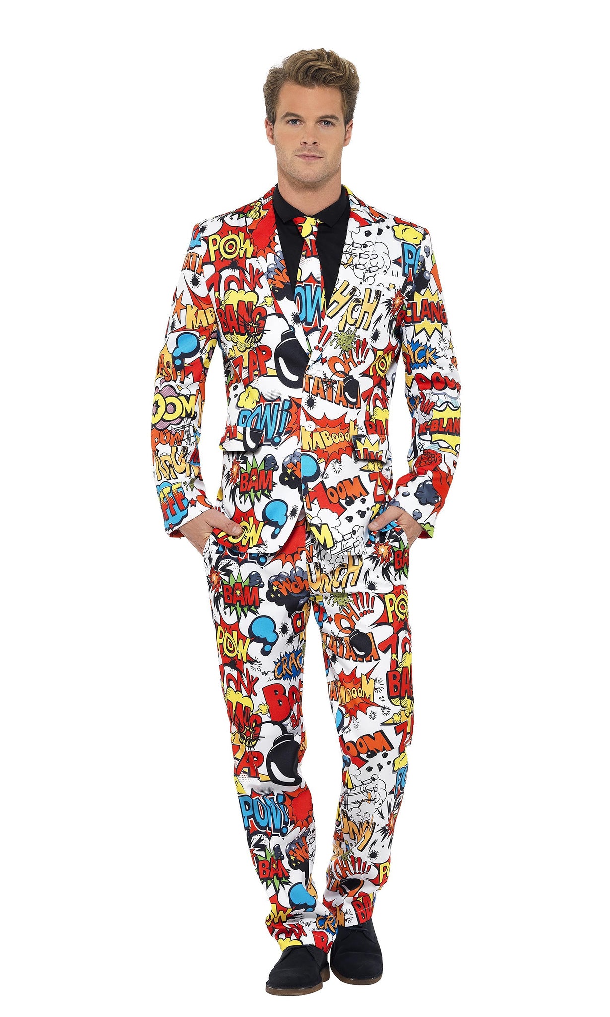 Comic strip suit and tie