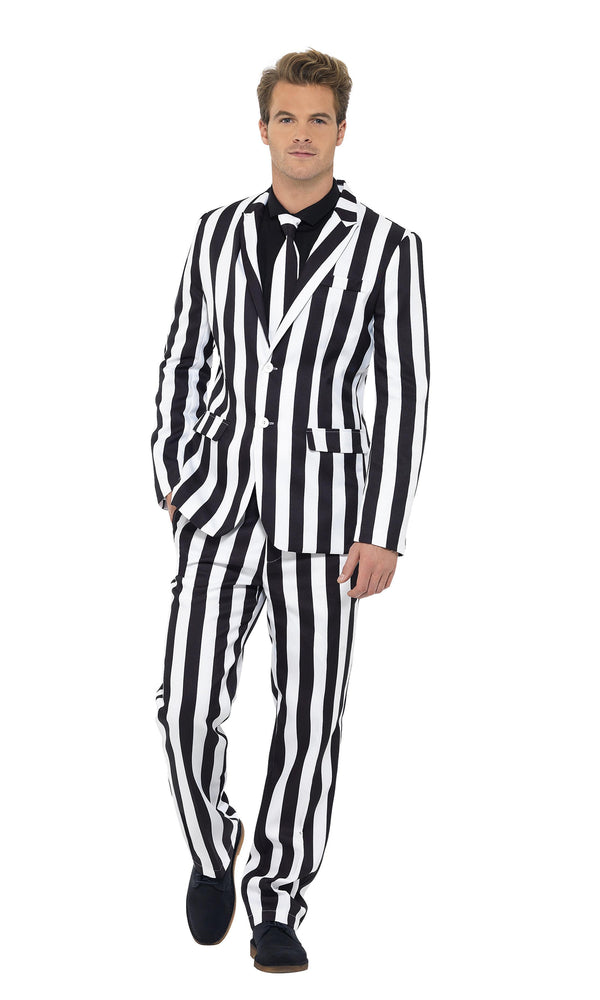 Black and white striped suit suitable for Beetlejuice