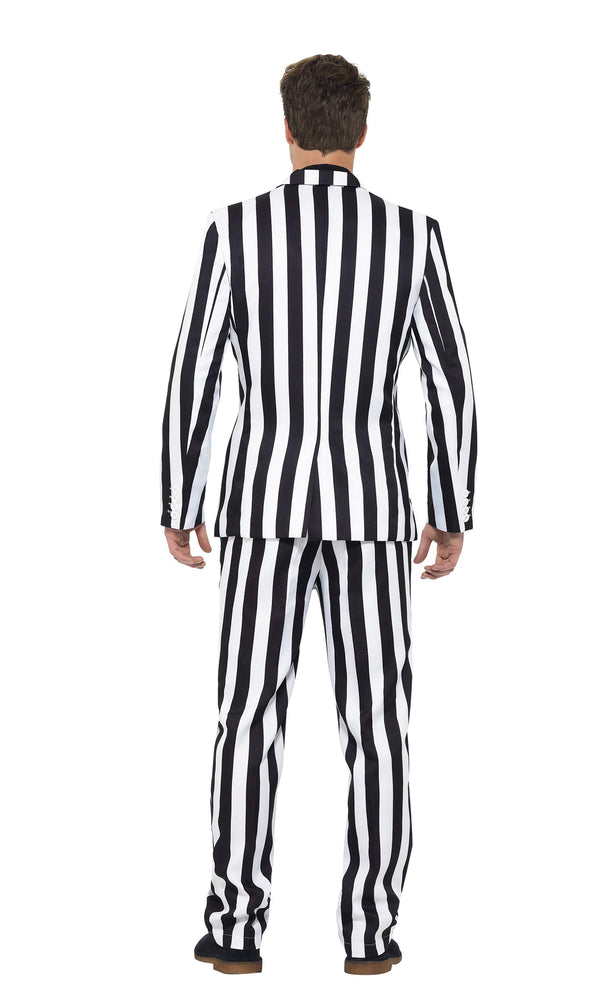 Back of black and white striped suit suitable for Beetlejuice