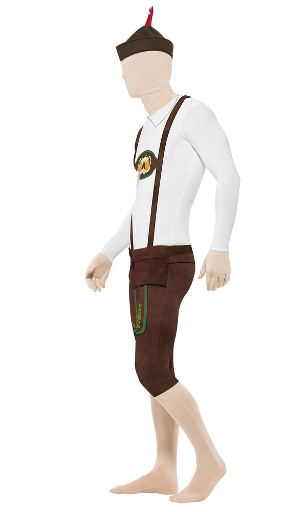 Side of second skin Oktoberfest costume with hat and bum bag