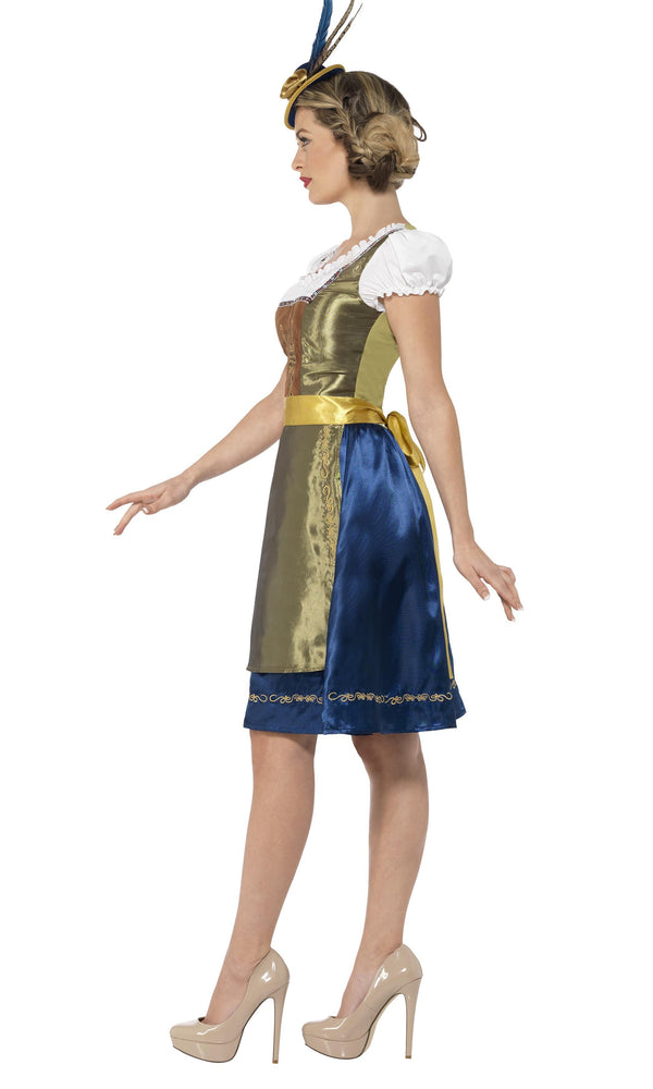 Side of green and blue Oktoberfest dress with apron