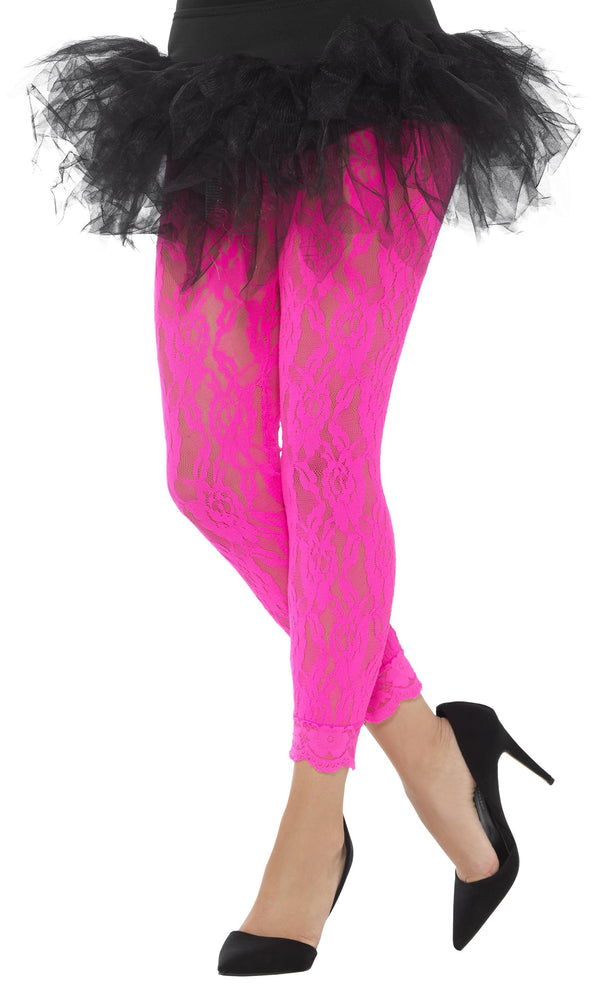 Footless pink lace leggings