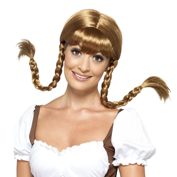Bavarian style honey brown wig with pig tails