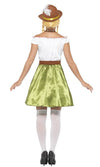 Back of green and white lace trim Oktoberfest dress with apron