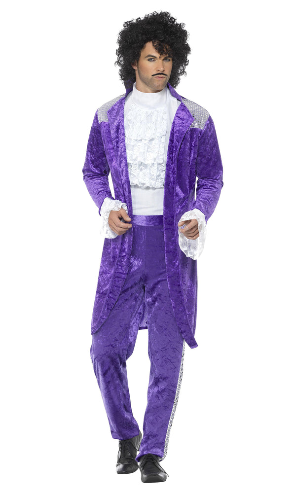 Purple Prince costume with pants and jacket with lace cuffs and jabot 