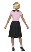Back of pink 1950s top with black skirt with poodle print