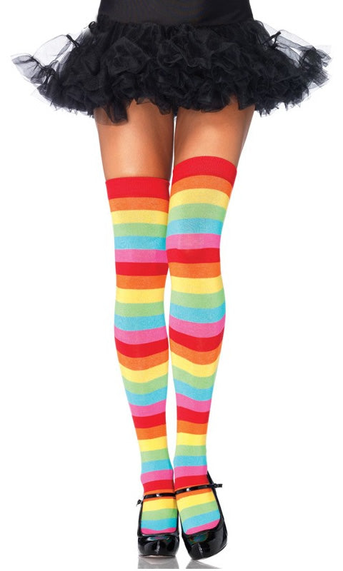Rainbow thigh high stockings