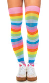 Neon Rainbow Thigh-High Socks Multi Coloured