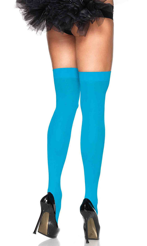Neon blue thigh high stockings