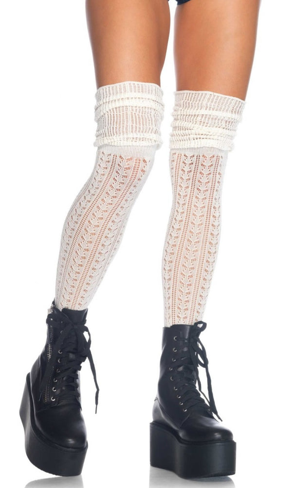 Ivory over knee scrunch socks